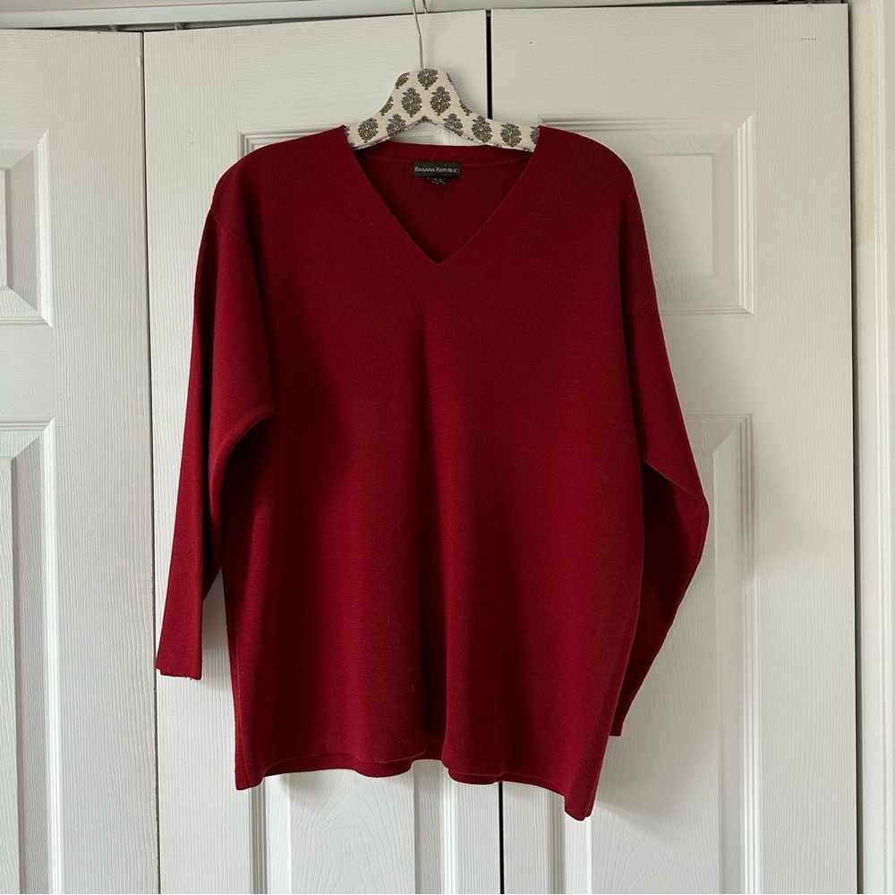 Banana Republic Red V-Neck Sweater